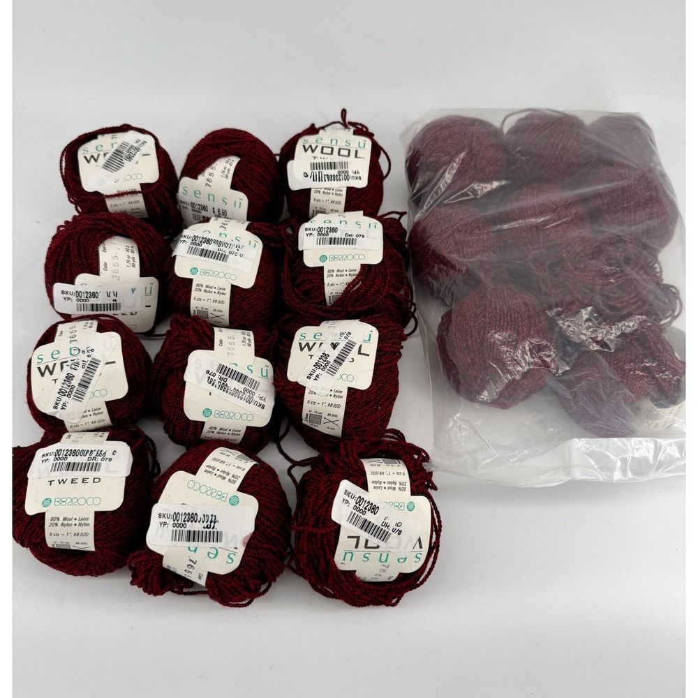 Berroco Sensuwool Tweed Yarn 20 Skeins Red Black 80% Wool 1800 Yards